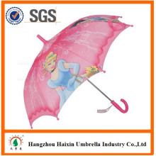 Tela impermeable promocional con historieta carácter recto barato niños paraguas 35cm